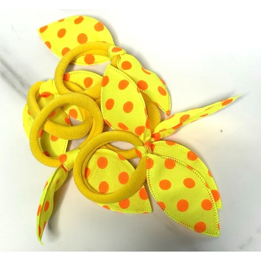 Girls Assorted Polka Dot Rabbit Ears Bow Cute Ponytail Holders Set of 30 New!